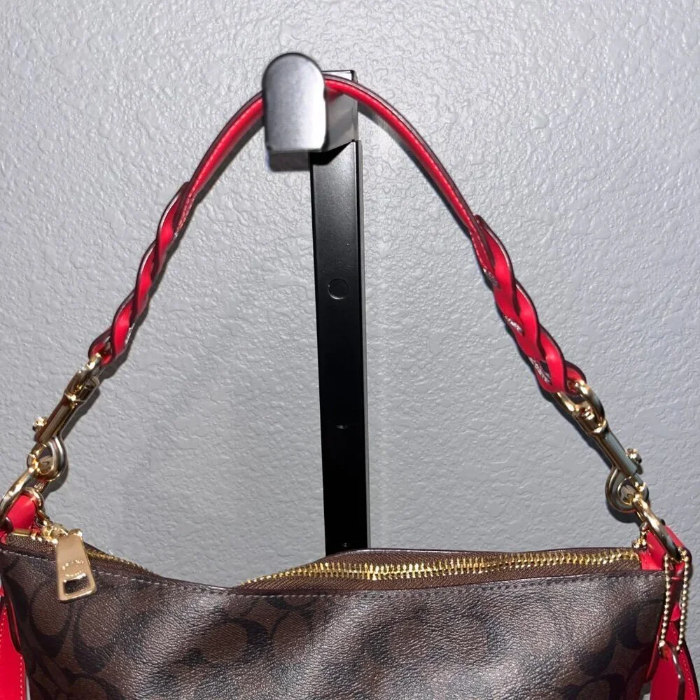 COACH ABBY DUFFLE SHOULDER & CROSSBODY STRAP BROWN SIGNATURE & RED NWOT 12